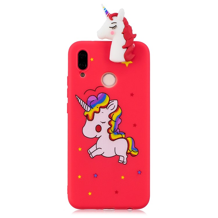 3D Animal Pattern Printing Soft TPU Mobile Case for Huawei P20 Lite / Nova 3e - Red Unicorn-2