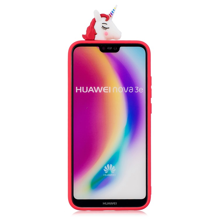 3D Animal Pattern Printing Soft TPU Mobile Case for Huawei P20 Lite / Nova 3e - Red Unicorn-3