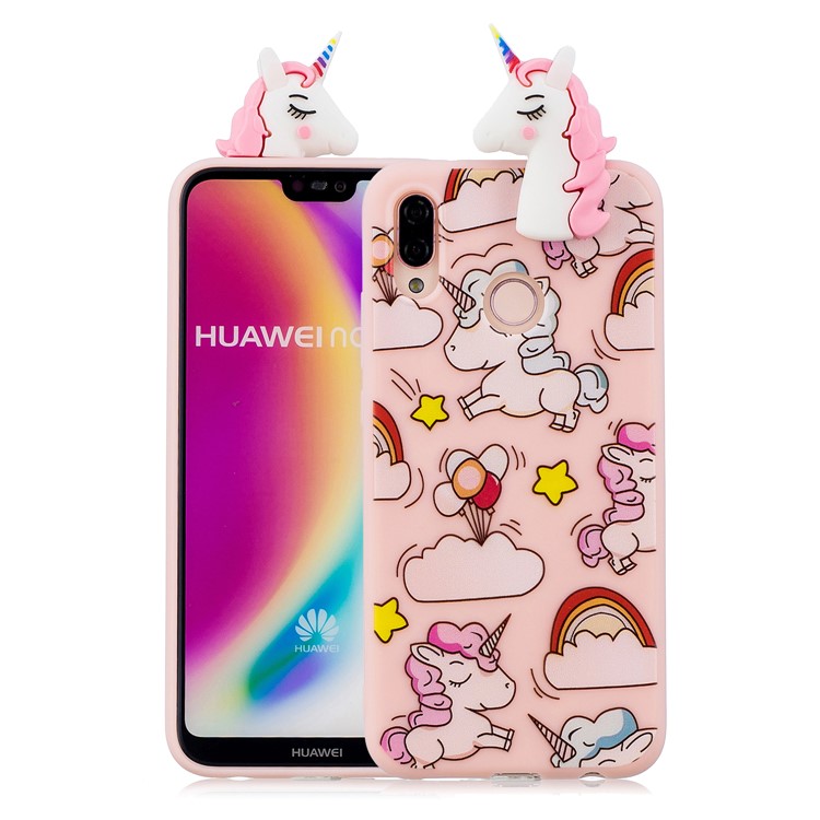 3D Animal Pattern Printing Soft TPU Phone Case for Huawei P20 Lite / Nova 3e - Pink Unicorn-1