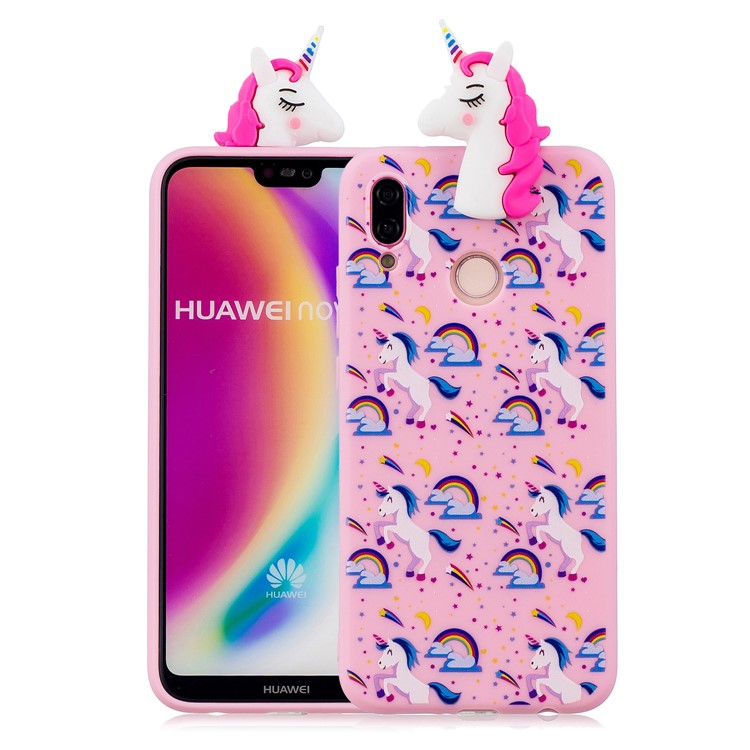 3D Animal Pattern Printing Soft TPU Phone Cover Case for Huawei P20 Lite / Nova 3e - Rose Unicorn-1