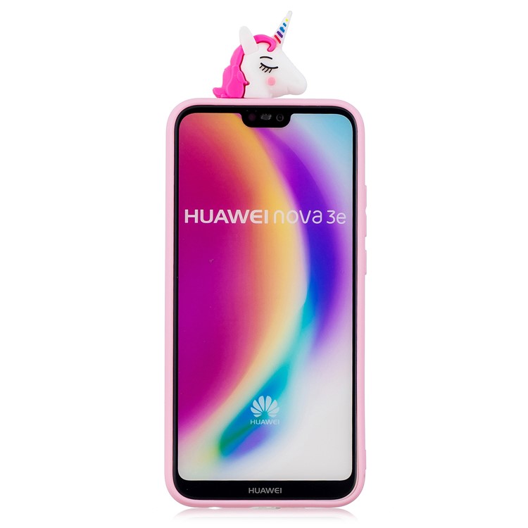 3D Animal Pattern Printing Soft TPU Phone Cover Case for Huawei P20 Lite / Nova 3e - Rose Unicorn-3