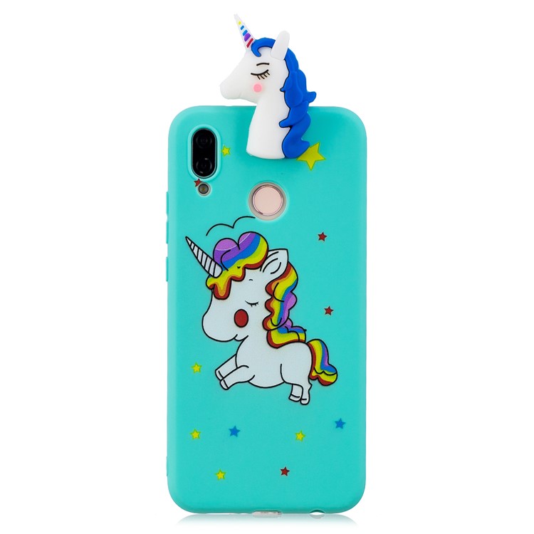 3D Animal Pattern Printing Soft TPU Case Accessory for Huawei P20 Lite / Nova 3e - Blue Unicorn-2