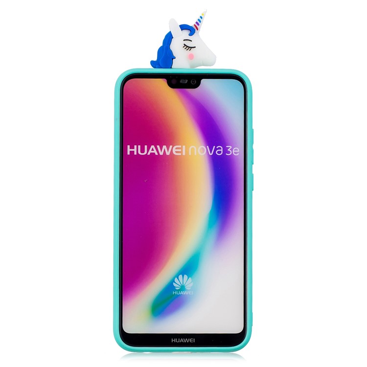 3D Animal Pattern Printing Soft TPU Case Accessory for Huawei P20 Lite / Nova 3e - Blue Unicorn-3