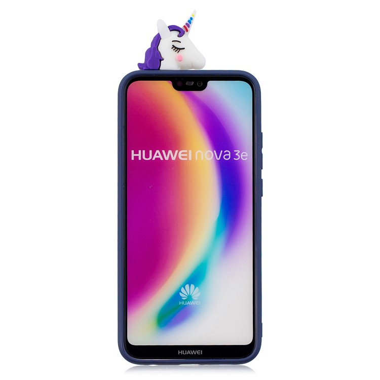 3D Animal Pattern Printing Soft TPU Cellphone Cover for Huawei P20 Lite / Nova 3e - Purple Unicorn-3