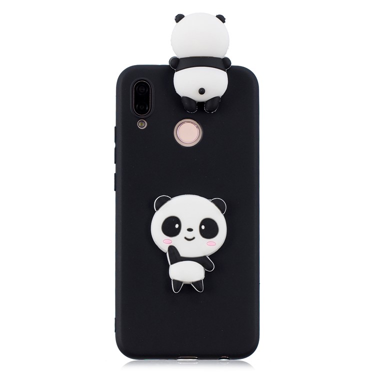 Accessorio Per la Custodia Del Telefono TPU Del Modello di Bambola Carina 3D Per Huawei P20 Lite / Nova 3e - Panda Timida / Nero-2