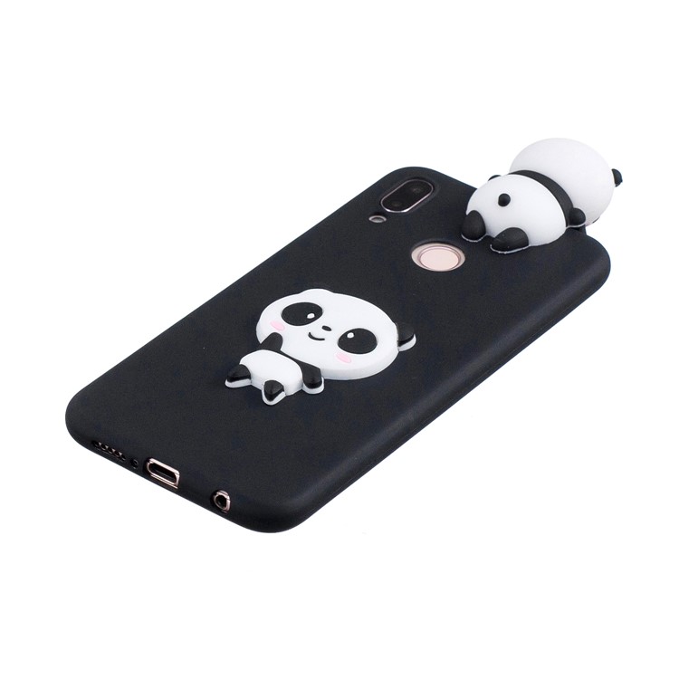 Accessorio Per la Custodia Del Telefono TPU Del Modello di Bambola Carina 3D Per Huawei P20 Lite / Nova 3e - Panda Timida / Nero-4