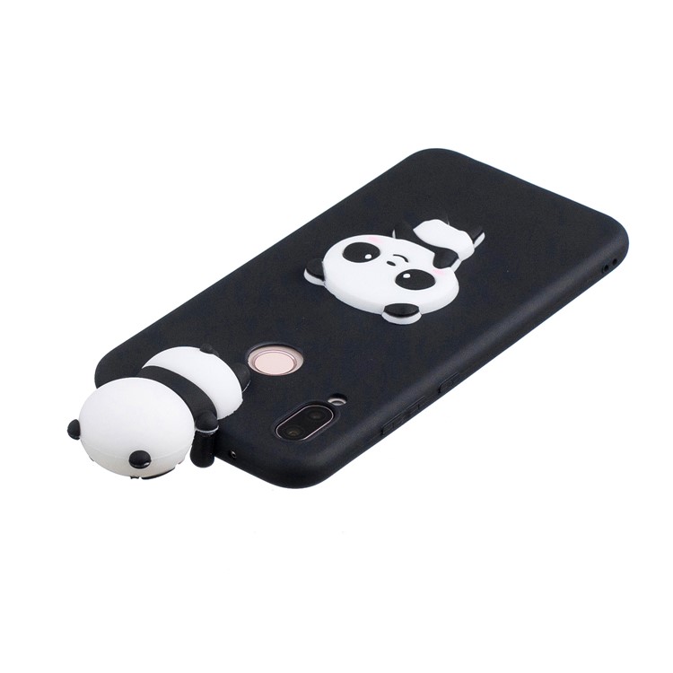 Accessorio Per la Custodia Del Telefono TPU Del Modello di Bambola Carina 3D Per Huawei P20 Lite / Nova 3e - Panda Timida / Nero-5