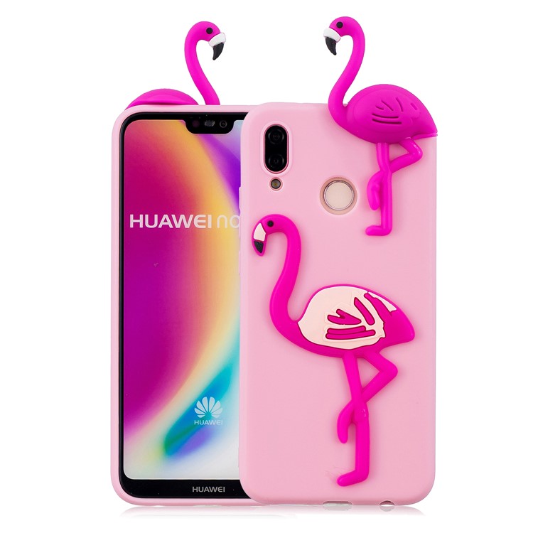 3D Cute Doll Pattern Printing TPU Cell Phone Cover for Huawei P20 Lite / Nova 3e - Flamingo-1