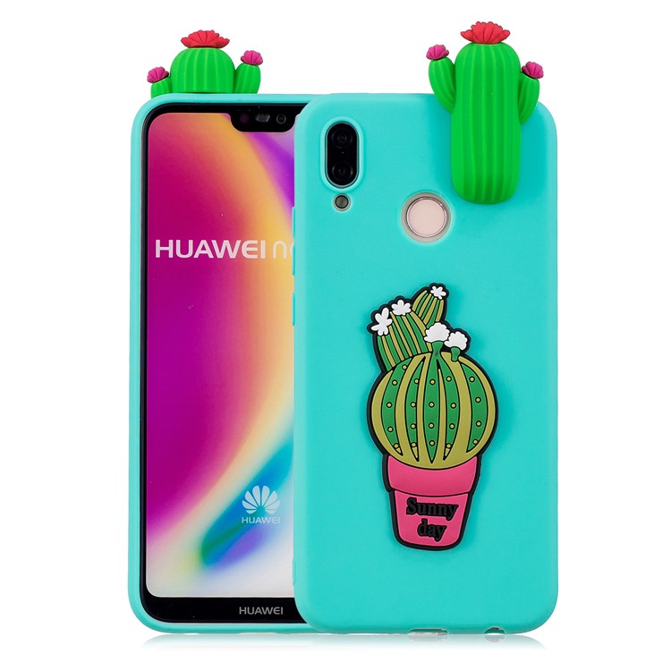 3D Cute Doll Pattern Printing TPU Back Shell Case for Huawei P20 Lite / Nova 3e - Cactus-1