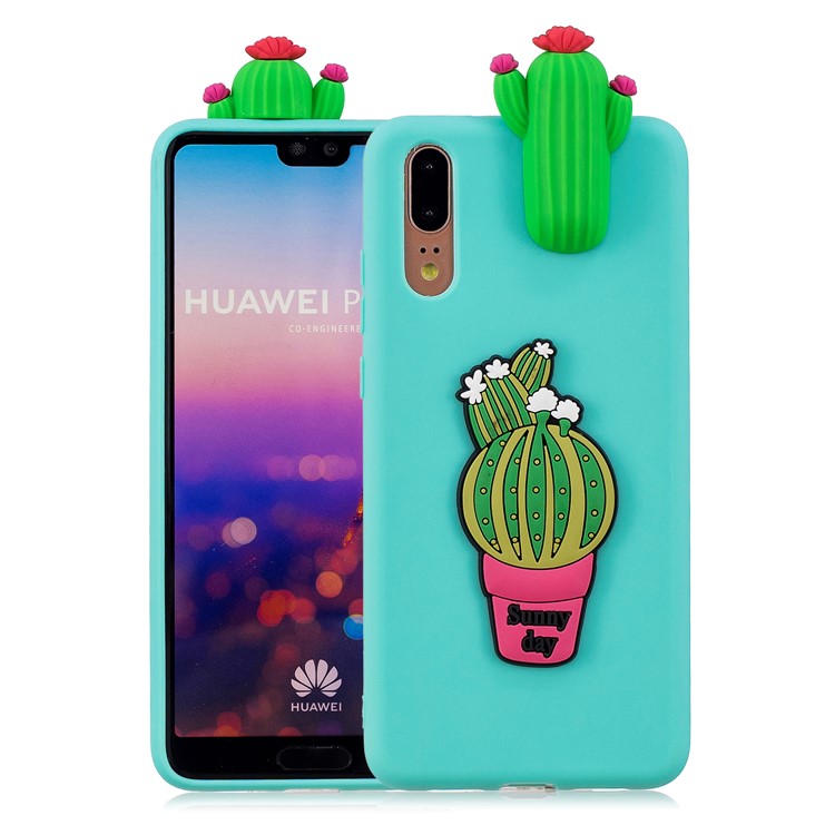 3D Cute Doll Pattern Printing TPU Cell Phone Case for Huawei P20 - Cactus-1