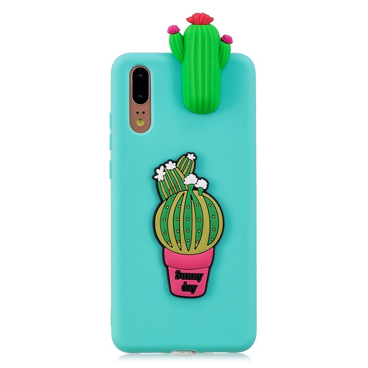 3D Cute Doll Pattern Printing TPU Cell Phone Case for Huawei P20 - Cactus-2