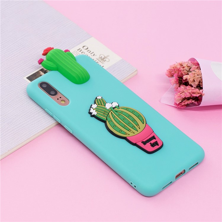 3D Cute Doll Pattern Printing TPU Cell Phone Case for Huawei P20 - Cactus-6