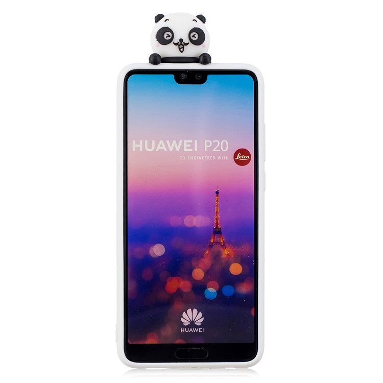 3D Cute Doll Pattern Printing TPU Mobile Phone Cover for Huawei P20 - Shy Panda / Black-3