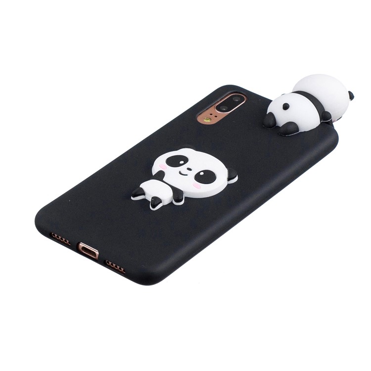 3D Cute Doll Pattern Printing TPU Mobile Phone Cover for Huawei P20 - Shy Panda / Black-4
