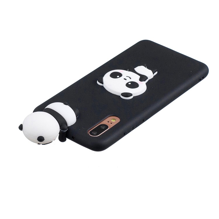 3D Cute Doll Pattern Printing TPU Mobile Phone Cover for Huawei P20 - Shy Panda / Black-5