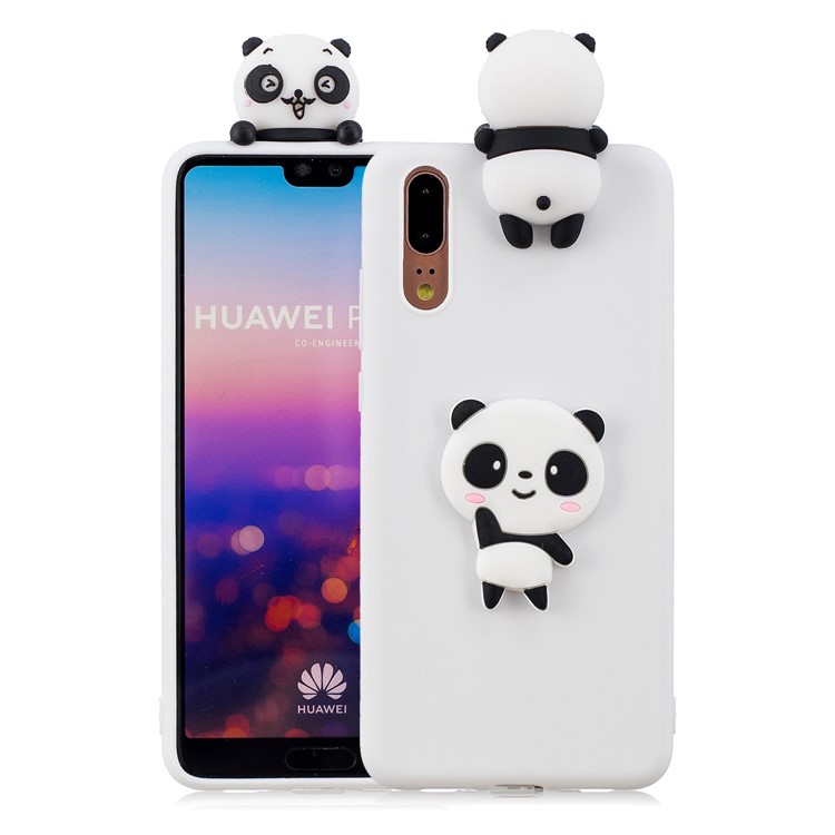 3D Cute Doll Pattern Printing TPU Mobile Phone Shell for Huawei P20 - Shy Panda / White-1