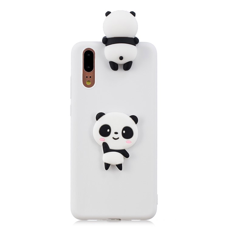 3D Cute Doll Pattern Printing TPU Mobile Phone Shell for Huawei P20 - Shy Panda / White-2