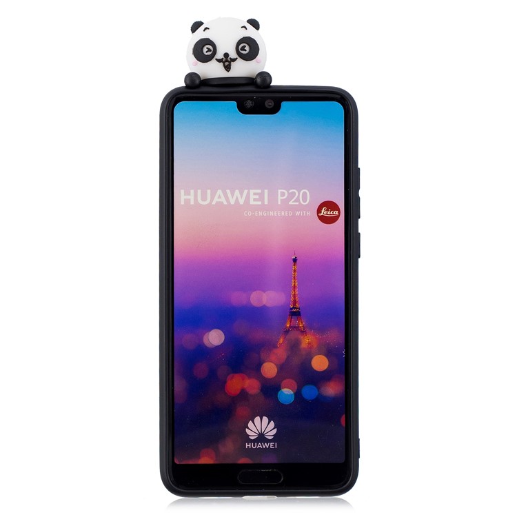 3D Cute Doll Pattern Printing TPU Mobile Phone Shell for Huawei P20 - Shy Panda / White-3