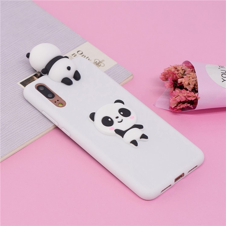3D Cute Doll Pattern Printing TPU Mobile Phone Shell for Huawei P20 - Shy Panda / White-6