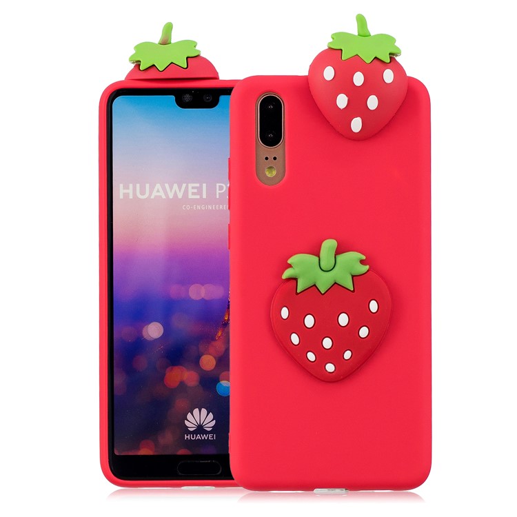 3D Cute Doll Pattern Printing TPU Back Case for Huawei P20 - Strawberry-1