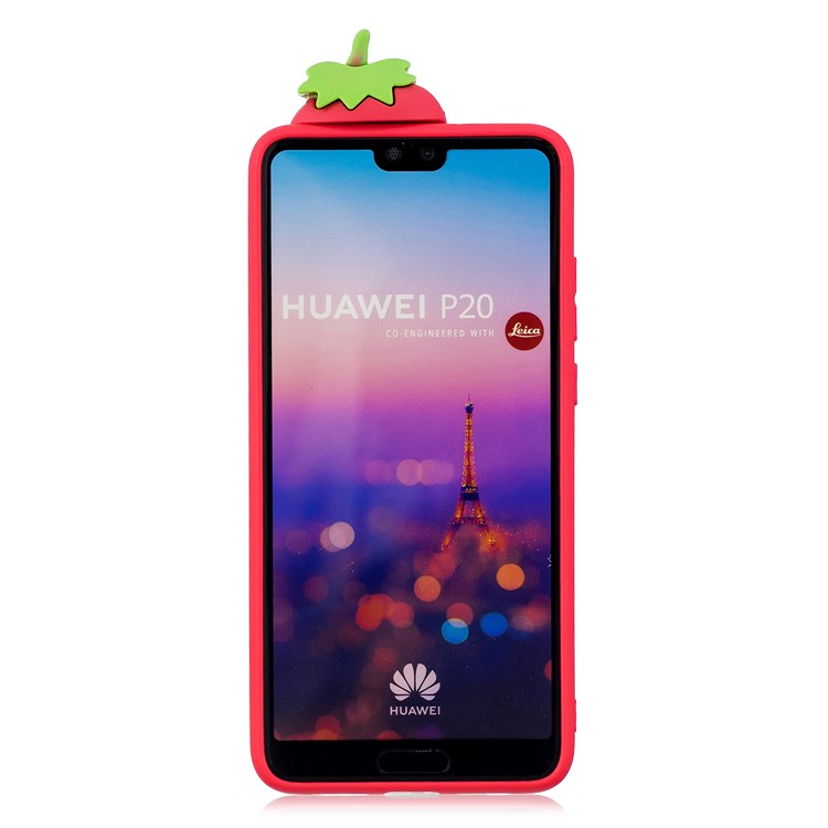 3D Mignon Poll Pattern Imprimée TPU Back Back Pour Huawei P20 - Fraise-2