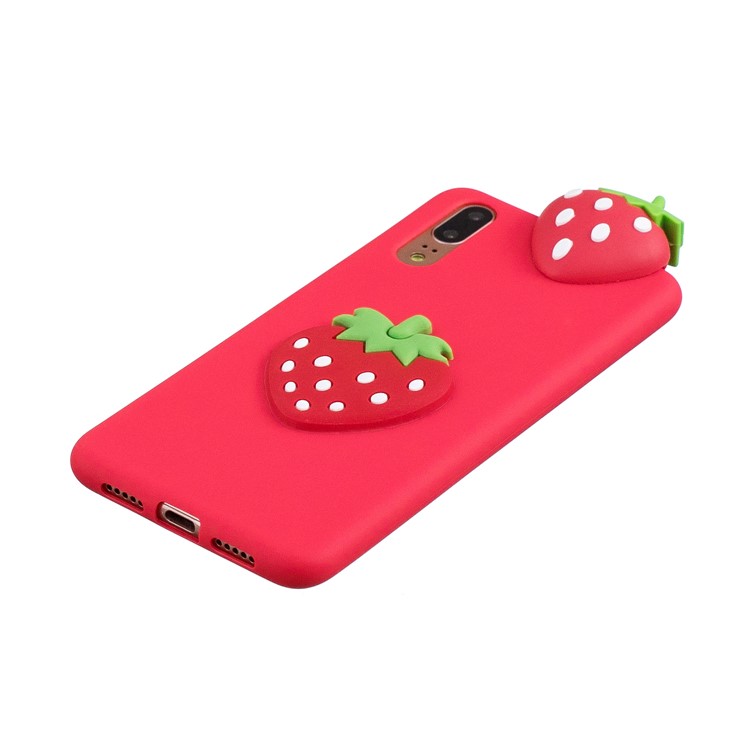 3D Mignon Poll Pattern Imprimée TPU Back Back Pour Huawei P20 - Fraise-3