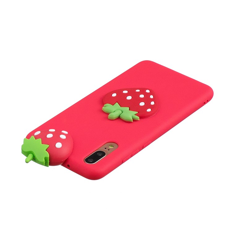 3D Mignon Poll Pattern Imprimée TPU Back Back Pour Huawei P20 - Fraise-4