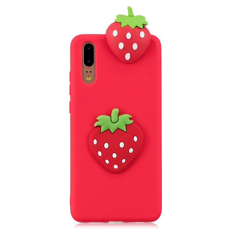 3D Mignon Poll Pattern Imprimée TPU Back Back Pour Huawei P20 - Fraise-6