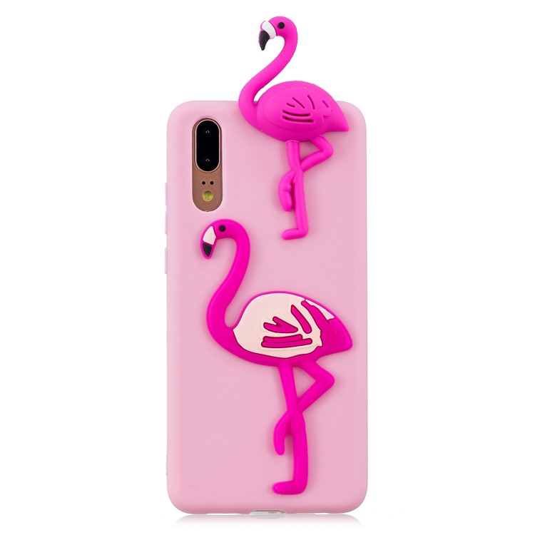 3D Cute Doll Pattern Printing TPU Back Cover for Huawei P20 - Flamingo-2