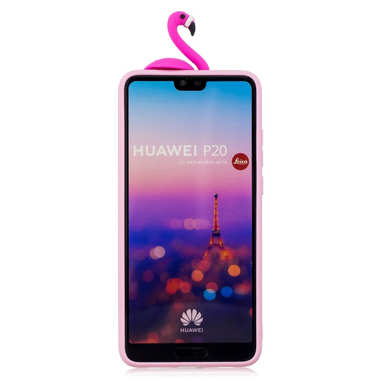 3D Cute Doll Pattern Printing TPU Back Cover for Huawei P20 - Flamingo-3
