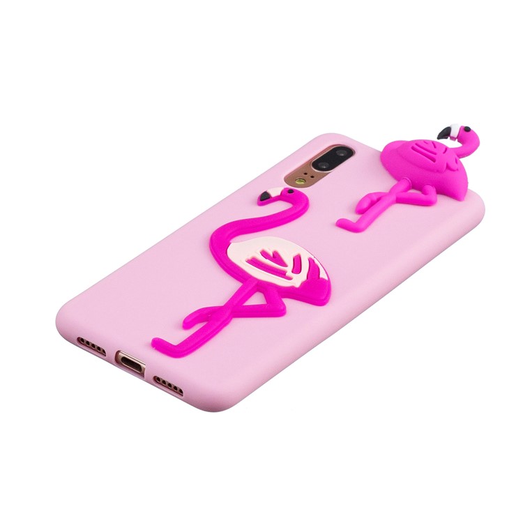 3D Cute Doll Pattern Printing TPU Back Cover for Huawei P20 - Flamingo-4