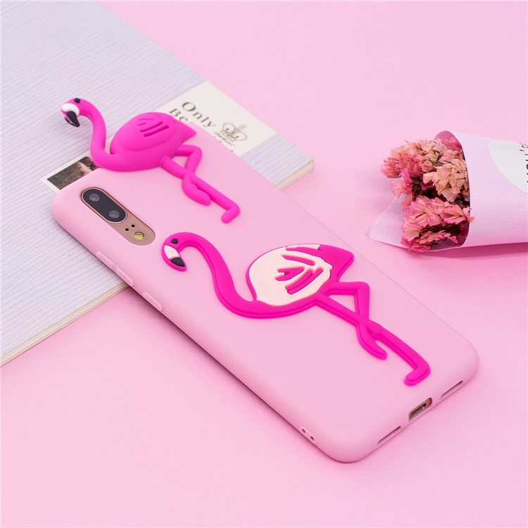 3D Cute Doll Pattern Printing TPU Back Cover for Huawei P20 - Flamingo-6