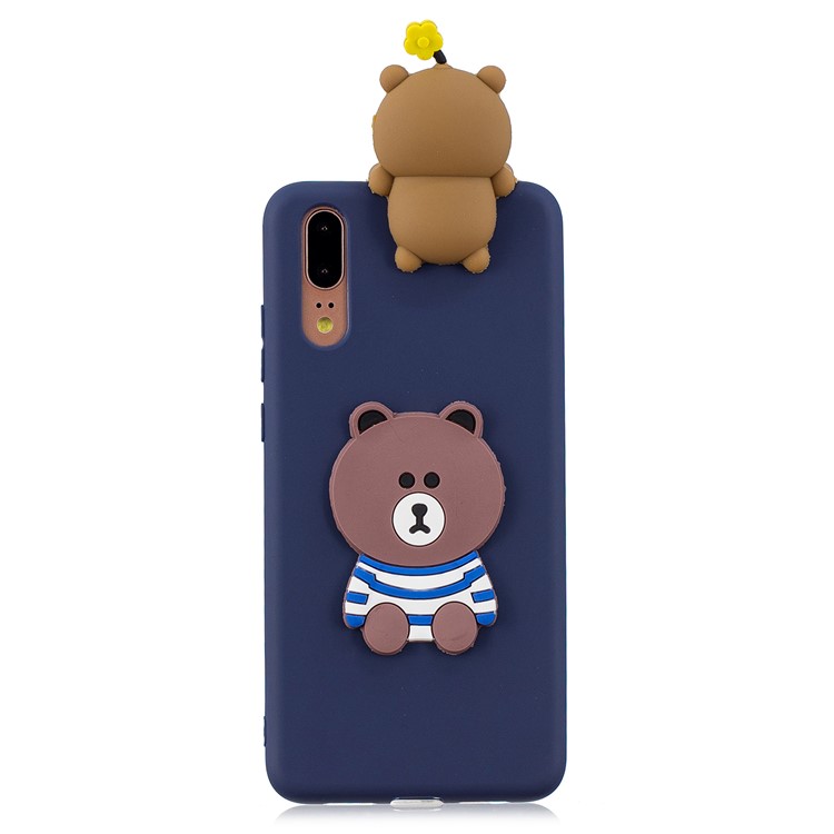 3D Cute Doll Pattern Printing TPU Mobile Cover Shell for Huawei P20 - Brown Bear-2
