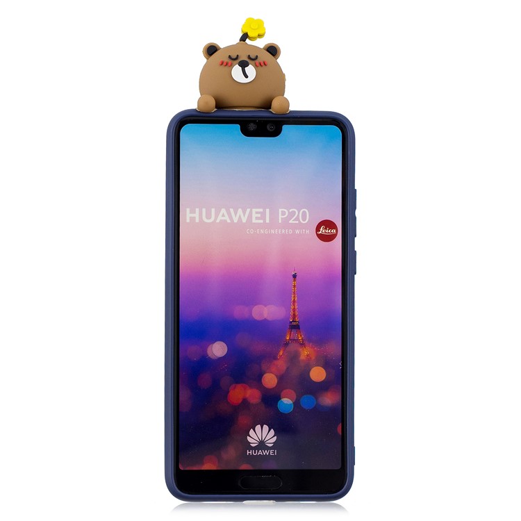 3D Cute Doll Pattern Printing TPU Mobile Cover Shell for Huawei P20 - Brown Bear-3