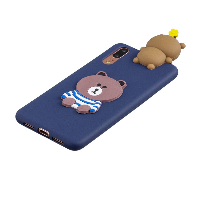 3D Cute Doll Pattern Printing TPU Mobile Cover Shell for Huawei P20 - Brown Bear-4
