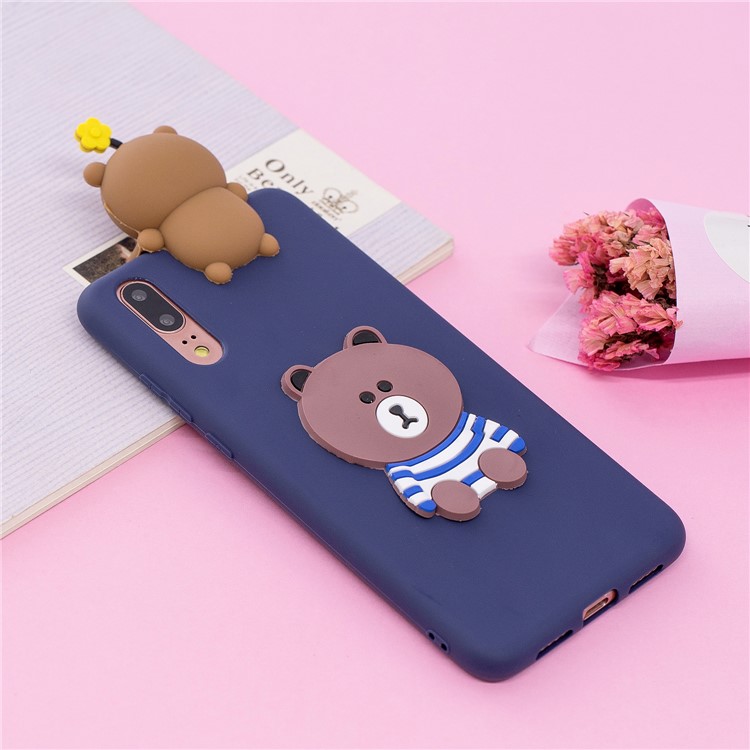 3D Cute Doll Pattern Printing TPU Mobile Cover Shell for Huawei P20 - Brown Bear-6