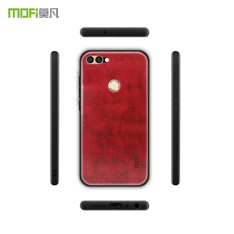 MOFI PU Leather Coated PC + TPU Hybrid Cover for Huawei P Smart / Enjoy 7S - Red-2