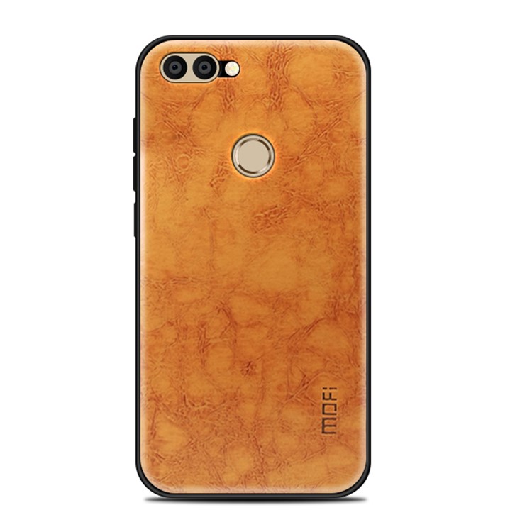 MOFI PU Leather Coated PC + TPU Hybrid Phone Case for Huawei P Smart / Enjoy 7S - Brown-1