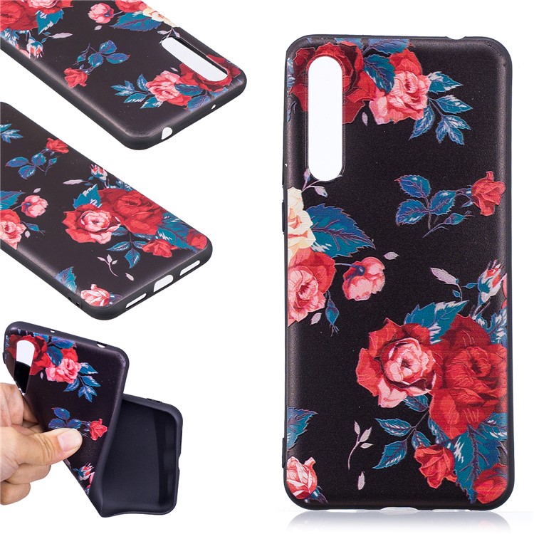 Embossment Patterned TPU Back Cover for Huawei P20 Pro - Peony-1