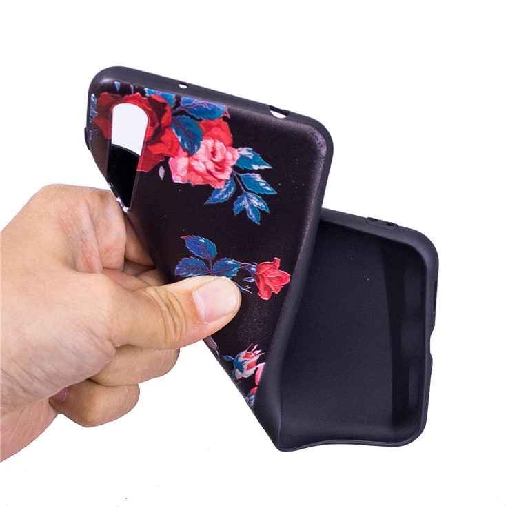 Embossment Patterned TPU Back Cover for Huawei P20 Pro - Peony-5