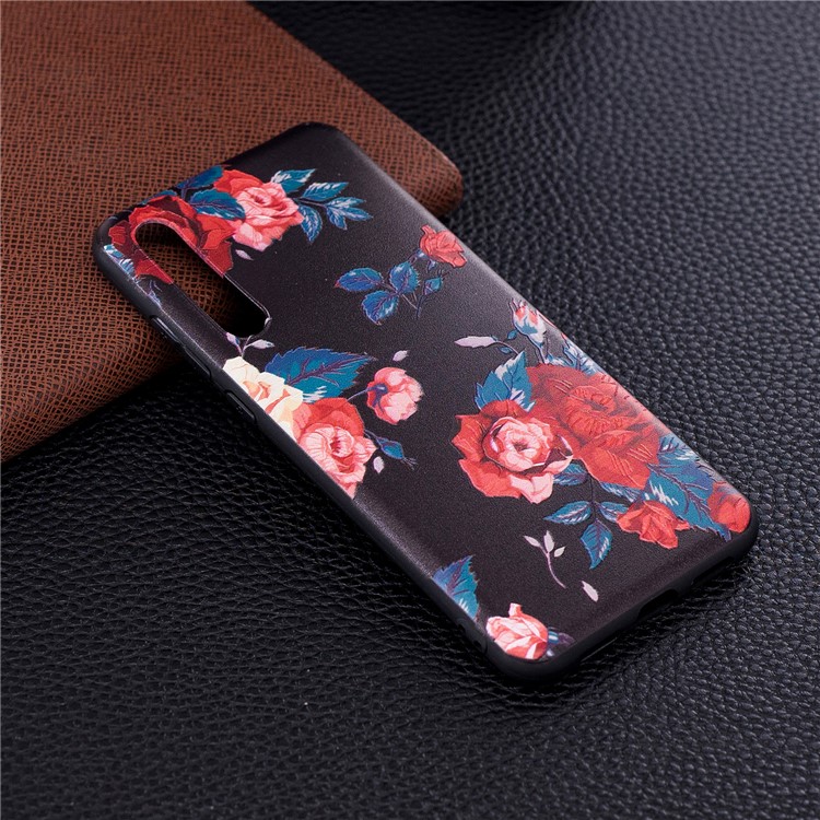 Embossment Patterned TPU Back Cover for Huawei P20 Pro - Peony-6