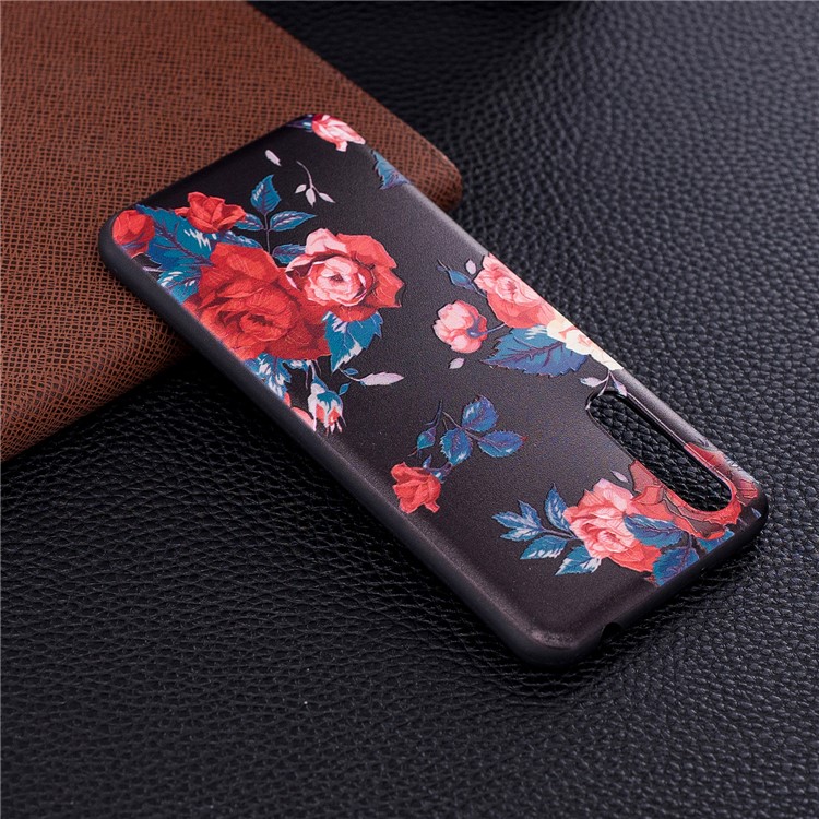Embossment Patterned TPU Back Cover for Huawei P20 Pro - Peony-7
