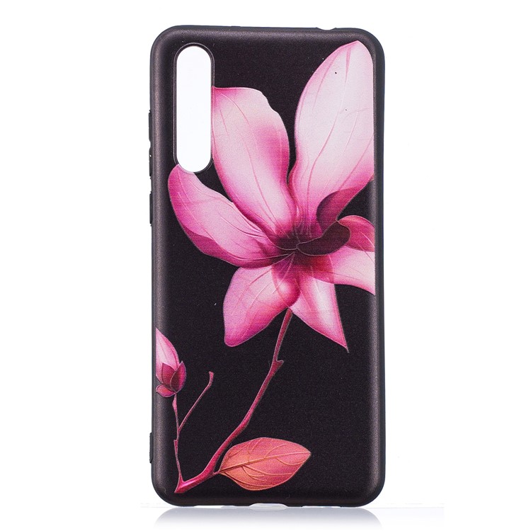 Embossment Modelado Caixa Móvel TPU Para Huawei P20 Pro - Flor Rosa-2