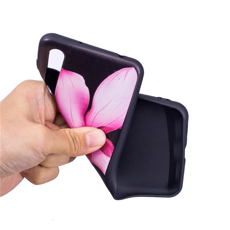 Embossment Modelado Caixa Móvel TPU Para Huawei P20 Pro - Flor Rosa-5