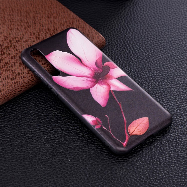Embossment Modelado Caixa Móvel TPU Para Huawei P20 Pro - Flor Rosa-6