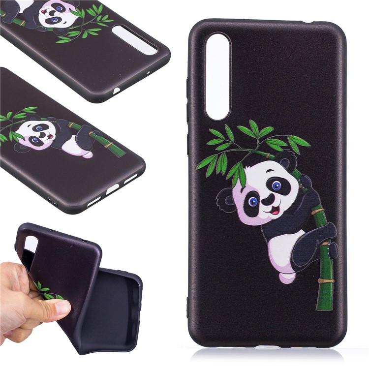 Embossment Patterned TPU Mobile Phone Cover Shell for Huawei P20 Pro - Panda and Bamboo-1