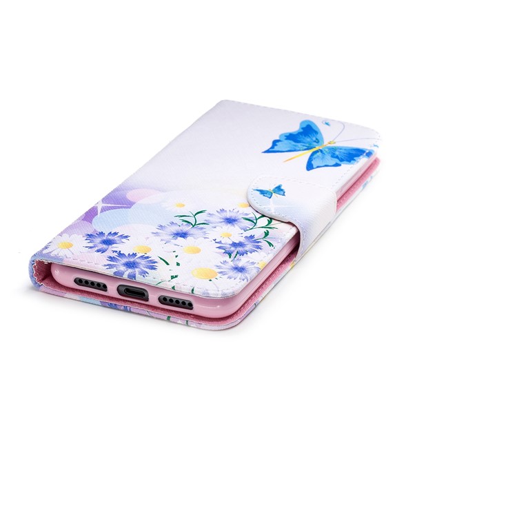 Pattern Printing Wallet Leather Stand Case for Huawei P20 Pro - Blue Butterfly and Daisy-6