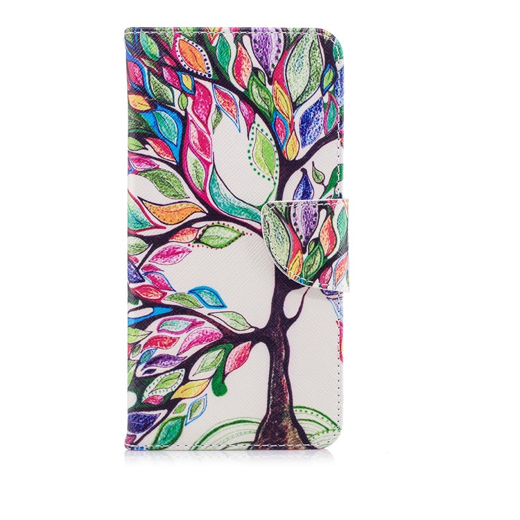 Pattern Printing Wallet Leather Shell with Stand for Huawei P20 Pro - Colorized Tree-2