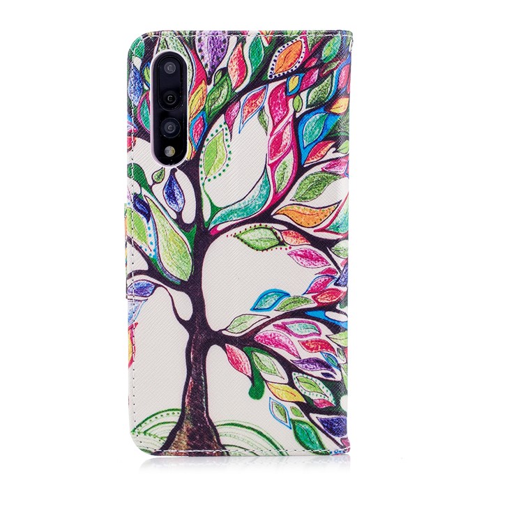 Pattern Printing Wallet Leather Shell with Stand for Huawei P20 Pro - Colorized Tree-3