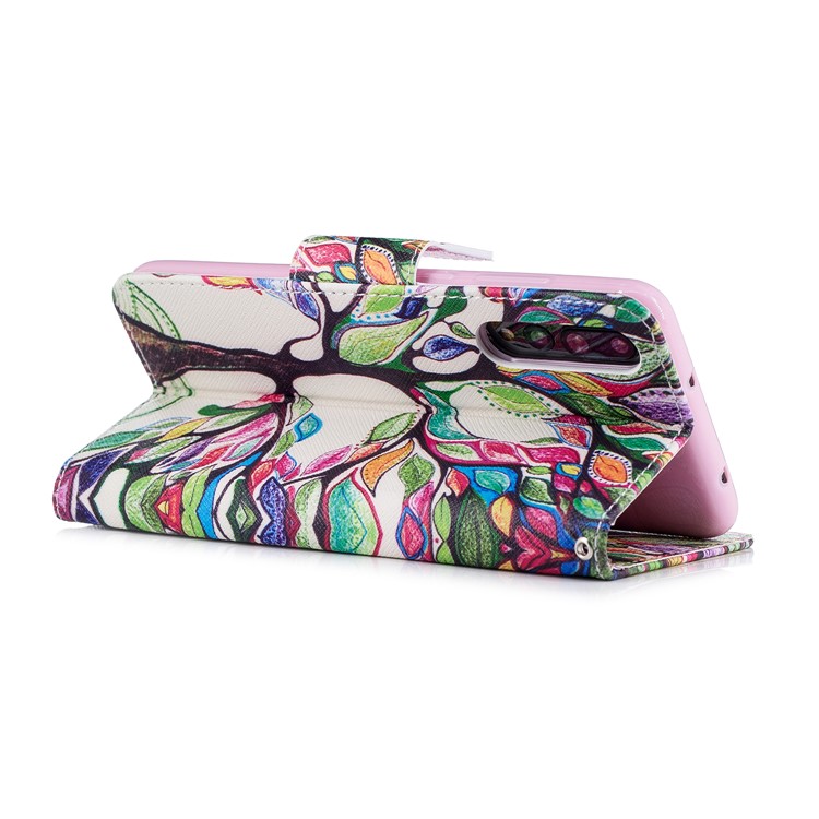 Pattern Printing Wallet Leather Shell with Stand for Huawei P20 Pro - Colorized Tree-4